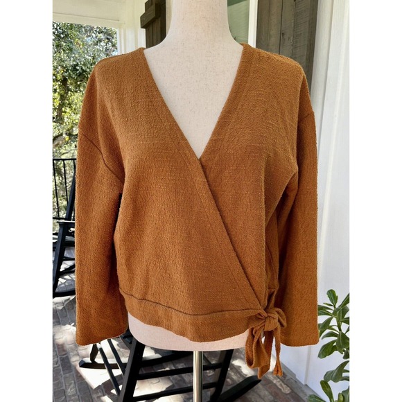 Texture & Thread Madewell Womens Wrap Top Burnt Orange Brown Size Medium - Picture 1 of 6